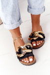 Slippers On The Cork Sole With Chain Black Last Dance