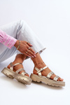 Women's Embellished Sandals Eco Leather Gold Arcida