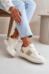 Fashionable Women's Platform Sneakers Made Of Eco Leather Brown Nevisase