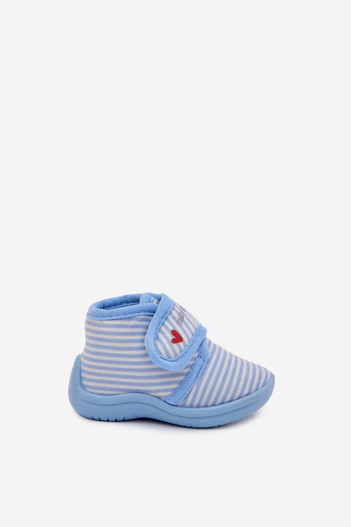 Kids slippers with Velcro stripes blue Lavelle