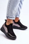 Women's Slip-On Wedge Sneakers Black And Silver Farro