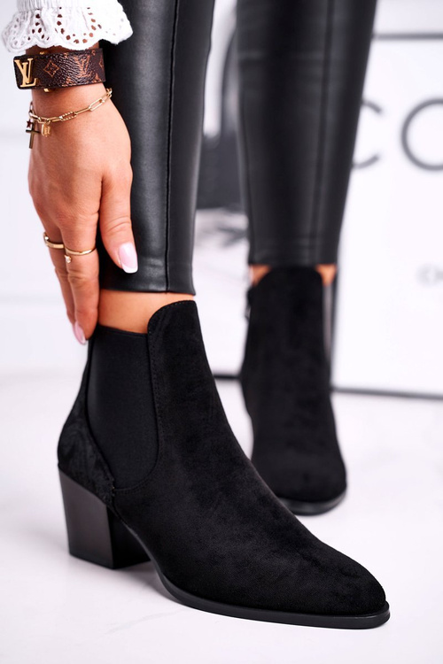 Women’s Boots On High Heel Sergio Leone Suede Black BT613