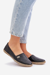 Espadryle Damskie Eleganckie Skóra Naturalna Czarne Zazoo 10177
