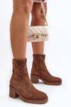 Women's Ankle Boots with Chunky Heel Brown Argastis