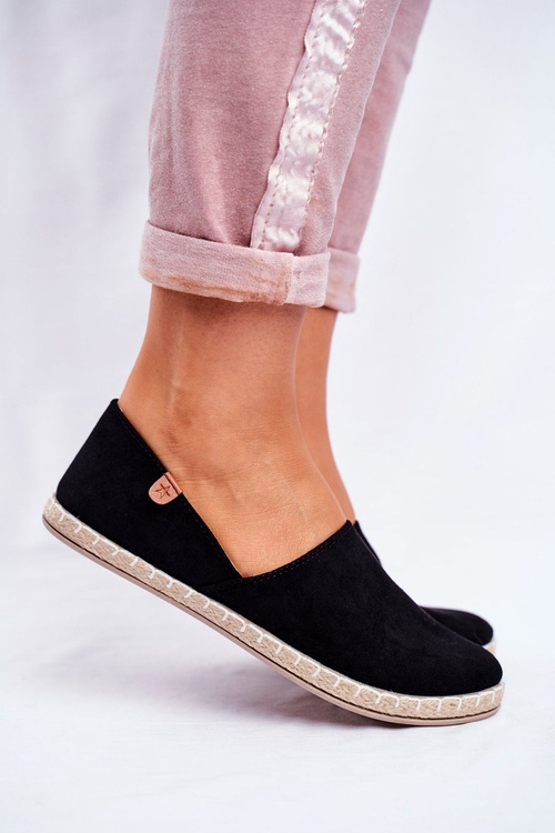 Women's Black Velvet Espadrilles Vulcano