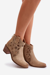 Perforated Suede Ankle Boots Beige Lewski Shoes 3170/2