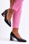 Elegant Lacquered Pumps On Heel Black Emma