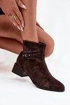 Women's Boots Made of Natural Suede on Block Heel Lined D&A CR52-651 Chocolate