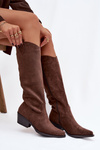 Women's Cowboy Boots With Heel Made Of Eco Suede Brown Esmira