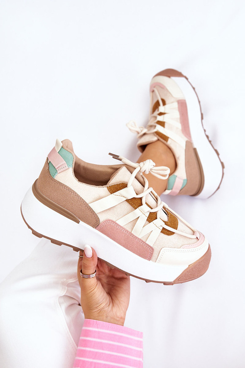 Women's Suede Platform Sneakers Beige-brown Rohan