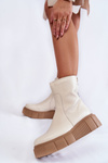Women's Leather Boots On The Platform Light beige Jenefer 