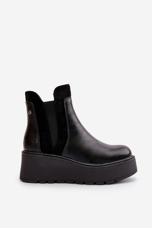 Women's Insulated Ankle Boots On Platform And Wedge Black Mivanira