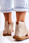 Women's Leather Sandals Broad Foot Gold Catalise
