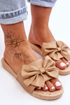 Fashionable women's slippers with a bow Beige Estera