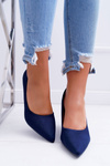 Women's Stilettos Suede Pointed Blue Cream