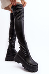 Women's Over-the-Knee Boots on Chunky Sole Black Chinasa