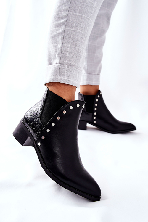 Women's Chelsea Boots On A Block Heel Black Barretos