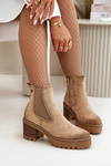 Women's Insulated Heeled Boots Eco Suede Beige Irissinae