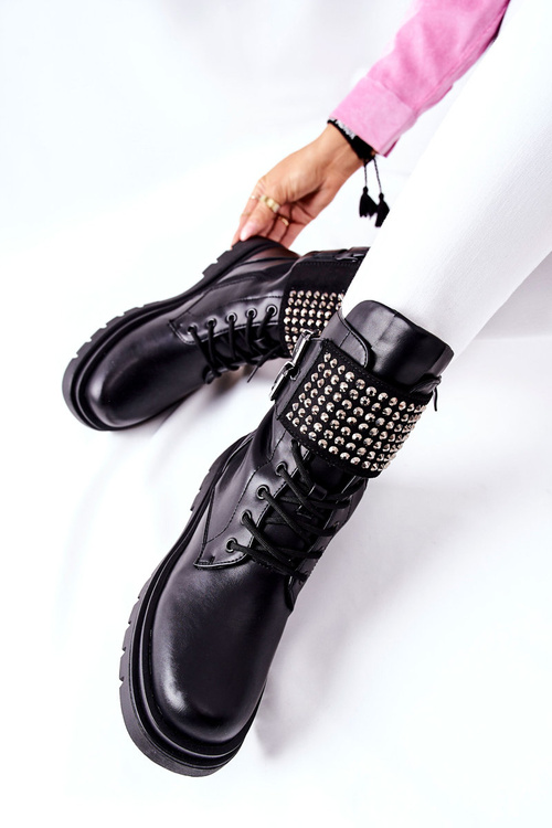 Women's Worker Boots With Studs Eveis