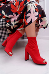 Women's Stiletto Boots Lycra Open Toe Red First