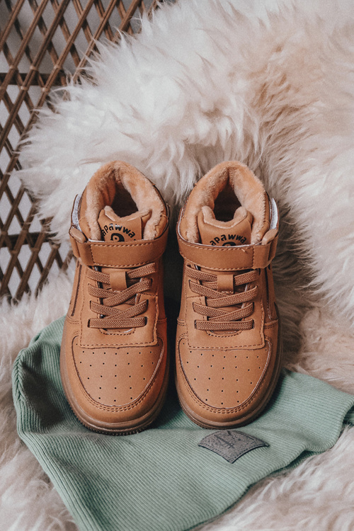 Children's Insulated High Sneakers Camel Clafi