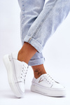 Women's Leather Platform Sports Shoes White Saul