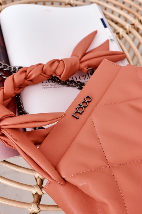 Small Quilted Purse On A Chain NOBO NBAG-K1330 Peach