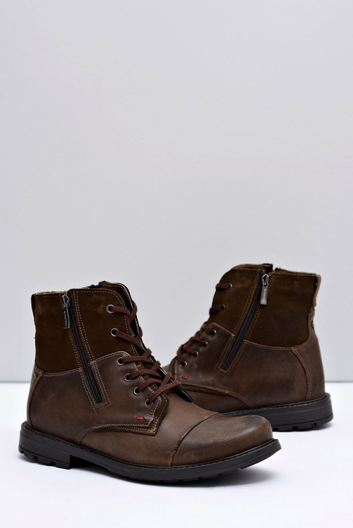 Warmed Leather Men's Boots With Zips Brown KOMODO 871