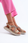 Light Women's Comfortable Velcro Sandals Beige Ceclea