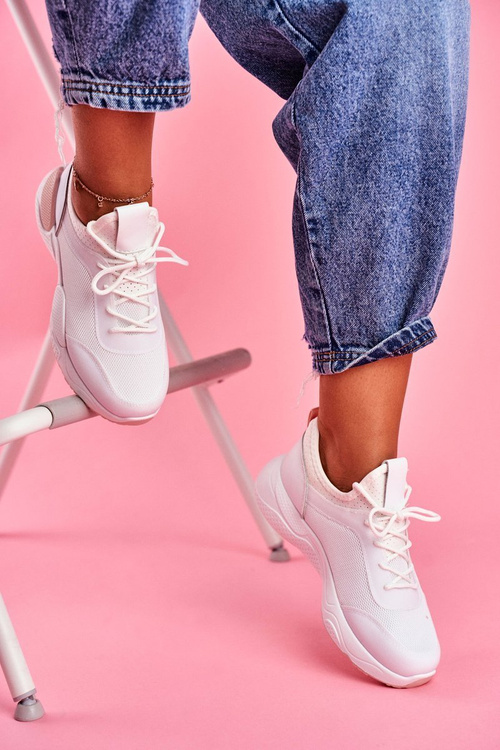 Sportowe Damskie Buty Różowo Białe Fellen