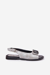 Flat Sandals With Decoration Eco Leather Silver Lilria
