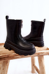 Fashionable High Leather Boots With Zipper Black Daffy 