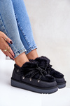 Low Snow Boots On Platform With Fur D.Franklin Black DFSH370011
