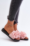 Women's Pink Flower Embellished Sandals Cellanen