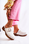 Women's Slippers Clogs On Heel White Ivette
