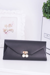 Black Clutch Bag Gold Chain Pearls