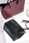 Women's Maroon Shopper Handbag + Cosmetic Bag