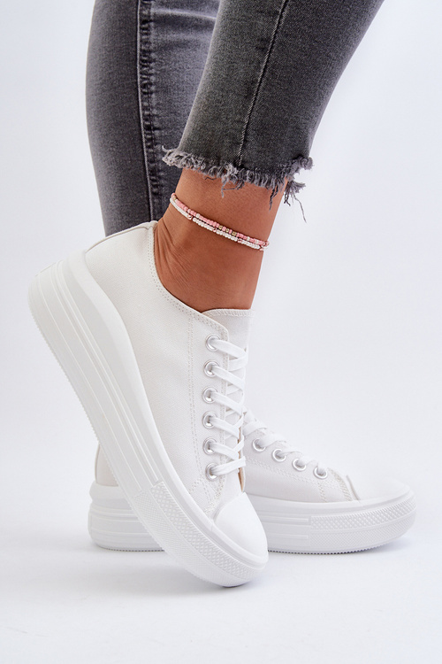 Trampki Masywna Platforma Białe Amyete K-81