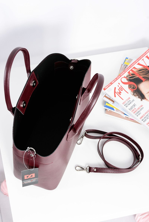 Women's Maroon Shopper Handbag + Cosmetic Bag