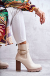 leather boots on a post with a decorative belt Beige Maresol