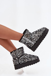 Women's Snow Boots on Platform Decorated with Sequins Black Silver Silmo