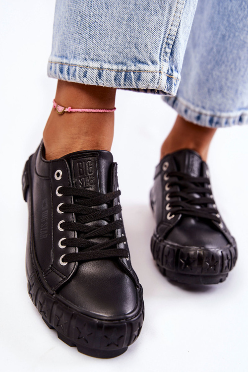 Fashionable Leather Sneakers Big Star KK274143 Black