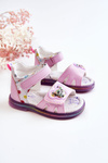 Leather Children's Sandals Purple Dotty