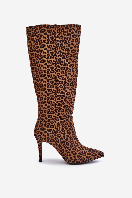 Stiletto Boots With Leopard Print Brown Reanwenna