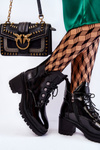 Lacquered Warm Lace-up Boots Black Ragnhild