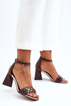 Leather Sandals On Triangle Heel Laura Messi 2595 Brown