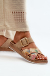 Comfortable Women's Flip-Flops With Flower Buckle Inblu GS000051 Brown