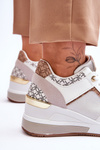 Women's Wedge Sneakers White Chevre
