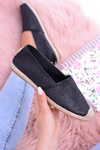Lu Boo Black Glitter Espadrilles