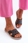 Comfortable Women's Flip-Flops with Zircons Inblu BV000037 Black